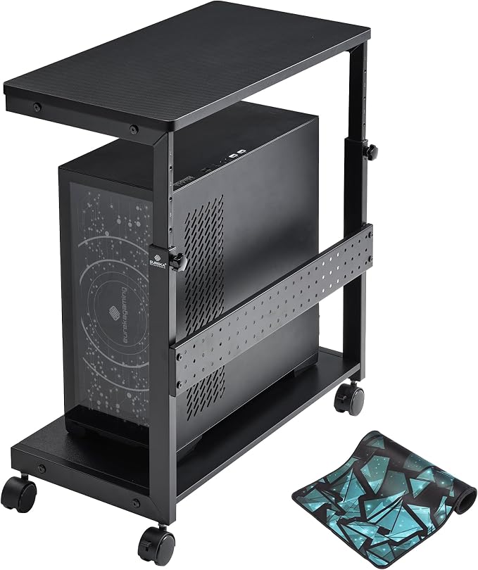 EUREKA ERGONOMIC PC Stand Computer Cart, Height Adjustable Tower Stand 2-Tier by EUREKAERGONOMIC