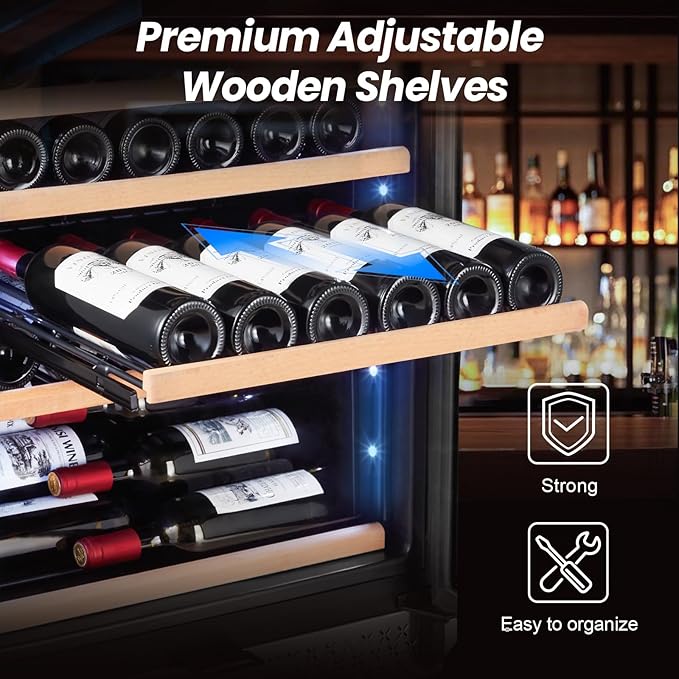 180 Bottles Wine Fridge 24 Inch Dual Zone Wine Cooler Refrigerator Freestanding Wine Refrigerator with Glass Door and Safety Lock, Large Wine Cellar for Home, Office, Kitchen-DeskLoop Office