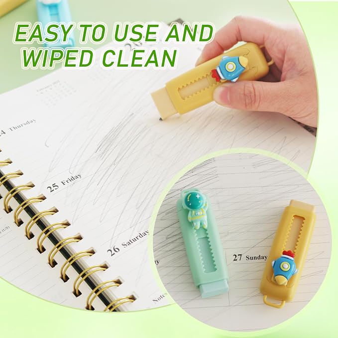 24 Pcs Cute Retractable Eraser for Pencils | Kawaii School Supplies Erasers| - Image 5
