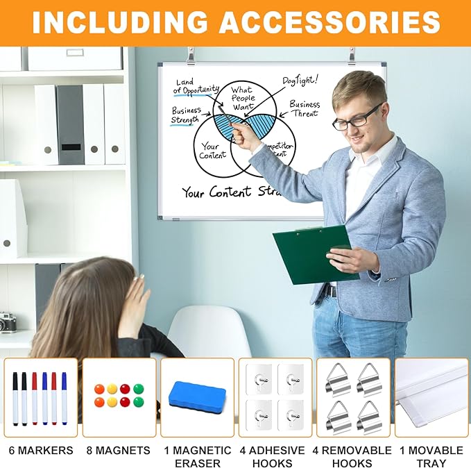 H-Qprobd Magnetic Whiteboard 24" x 18" Dry Erase White Board - Image 2