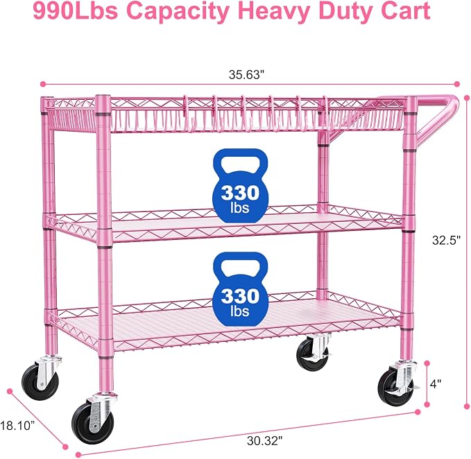 WDT Pink Rolling Utility Cart - Image 4
