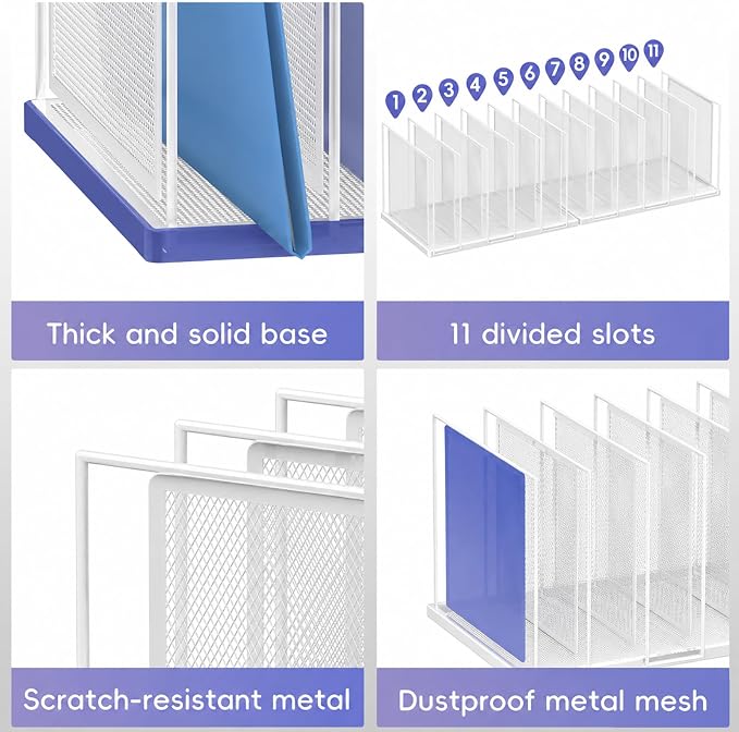 File Organizer for Desk, 11-Section Vertical File Sorter, Paper Holder - Image 6