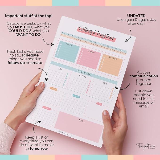 Templatables Brain Dump Notepad, To Do List Desk Pad, Productivity Planner - Image 4