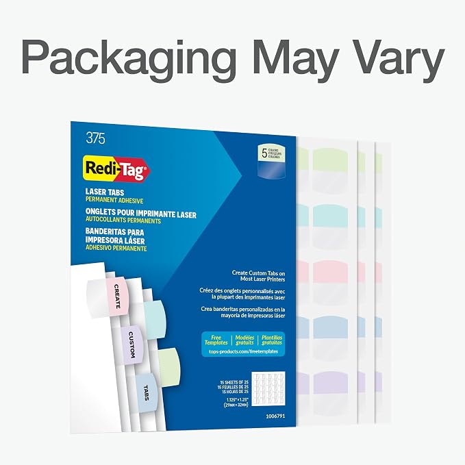 Redi-Tag Laser Printable Tabs, Permanent Index Tabs, Customizable Adhesive - Image 7