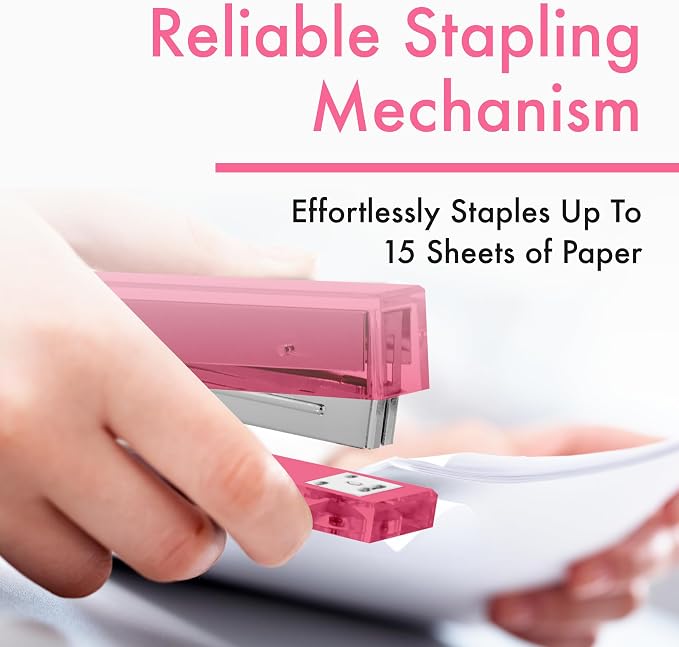 OfficeGoods Acrylic Stapler – Aesthetic & Durable Pink Desk Staple - Image 5