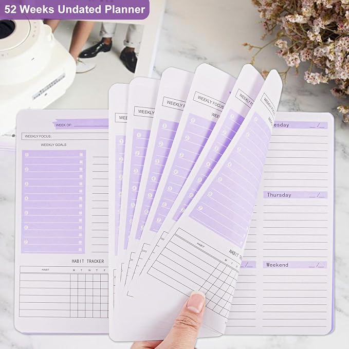 Undated Weekly Planner Purple A5 Personal Goals Journal Non Dated Kids Weekly - Image 4