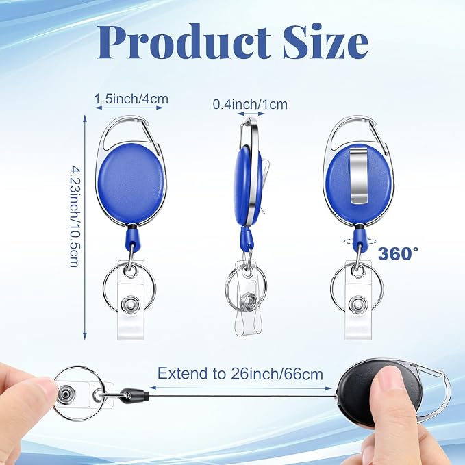 Laumoi 90 Packs Retractable ID Badge Holder Name ID Badge Reel Clips Keychain - Image 2