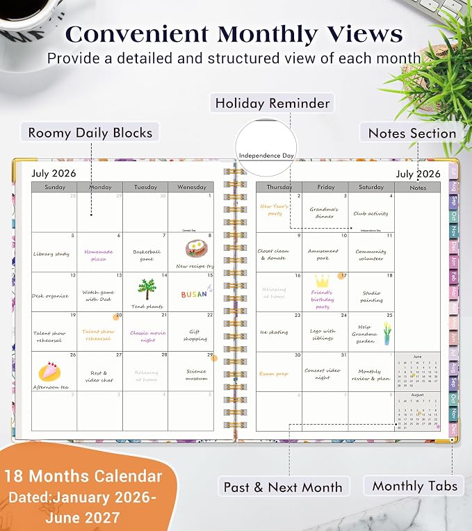 Academic Planner 2026-2027, 18 Months Weekly and Monthly Hardcover Planner - Image 2