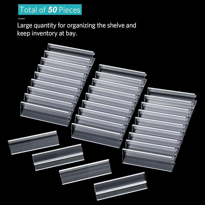 Outus Plastic Label Holder Wire Shelf Label Holder 3 x 0.875 Inches Pockets - Image 4