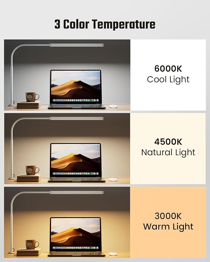 SUPERDANNY Eye-Caring LED Desk Lamp 360° Flexible Gooseneck Work Lamp - Image 5