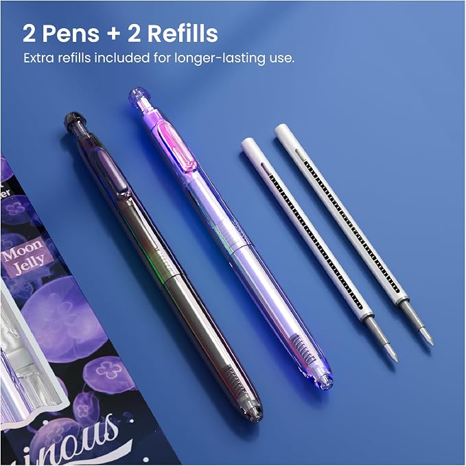 WRITECH Gel Pens Medium Point: Luminous pen set 0.7mm, Includes 2 Pens and 2 - Image 6