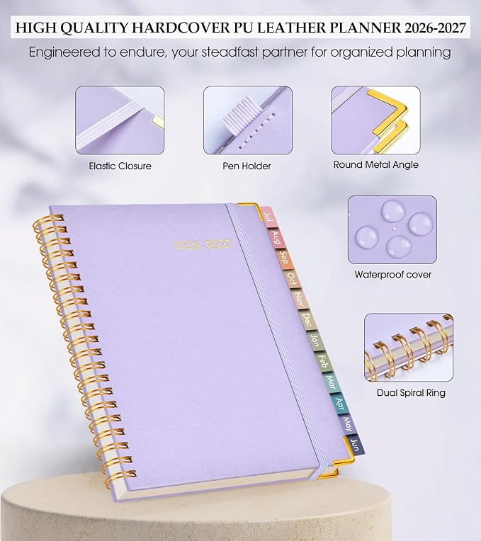Academic Planner 2026-2027, Hardcover Leather Weekly and Monthly Calendar - Image 4