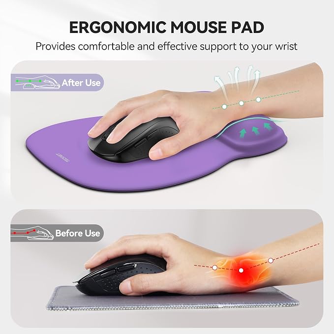 TECKNET Gel Mouse Pad with Wrist Rest, Ergonomic Office Mousepad with Wrist - Image 2