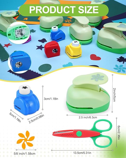 UCEC Paper Punches for Crafting, Circle Heart Star Shapes Puncher Scissors Sets - Image 2