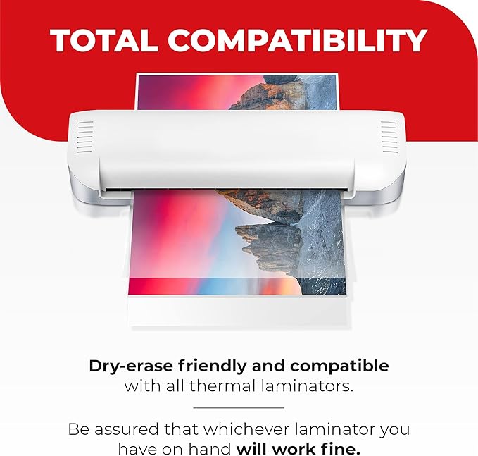 3MIL Thermal Laminating Sheets (100 Count) 9x11.5 inch, Letter Size, Dry-Erase Friendly Laminating Pouches, Compatible with Laminator, Crystal, Clear Laminated Finish-DeskLoop Office