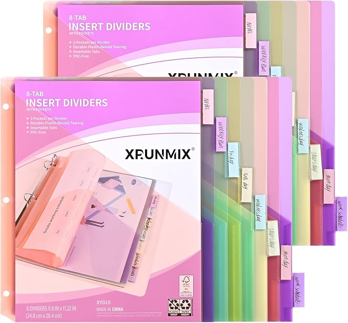 8-Tab Binder Dividers with 2 Pockets, Index Pockets by XrunmixOffice