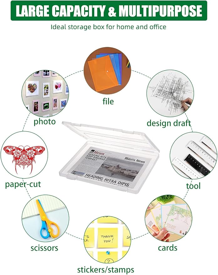 Denkee 4 Pack A4 Paper Organizer Box, Plastic Scrapbook Paper Organizer - Image 3