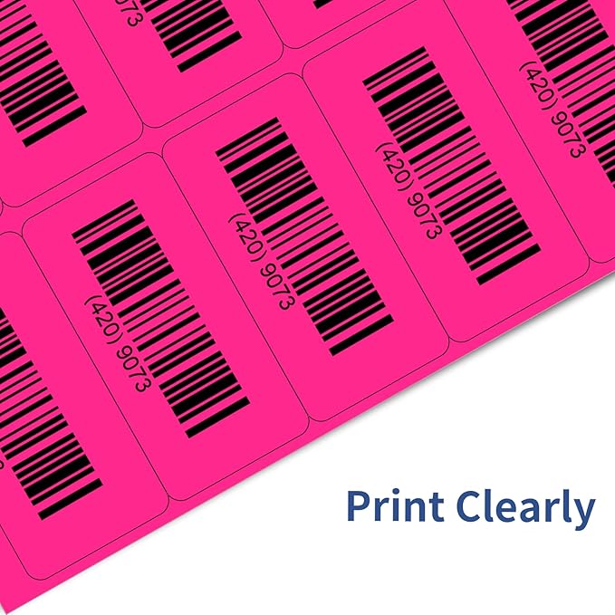 STARLIBOO Shipping Labels Stickers, 2"×4" Printable Fluorescent Mailing Labels for Laser/Inkjet Printing- Matte, Permanent Adhesive Sticker (Fluorescent Pink)-DeskLoop Office