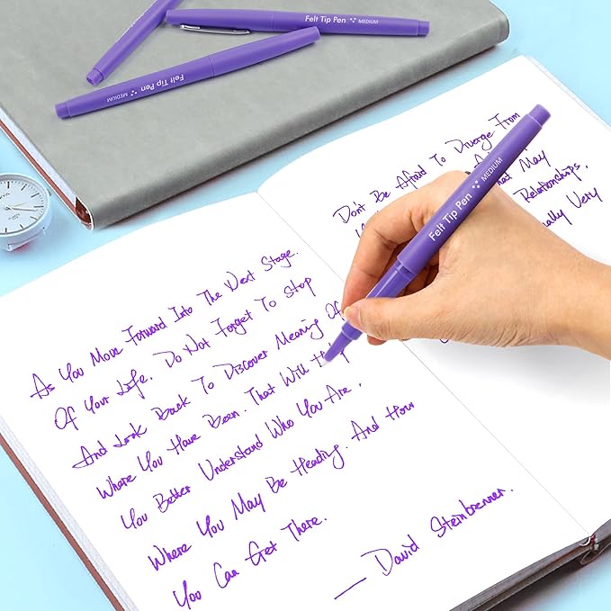 Lelix Felt Tip Pens - 60 Purple Pens, 0.7mm Medium Point, Perfect for Journaling, Writing, Note Taking, Planner, Art, Office & School Supplies