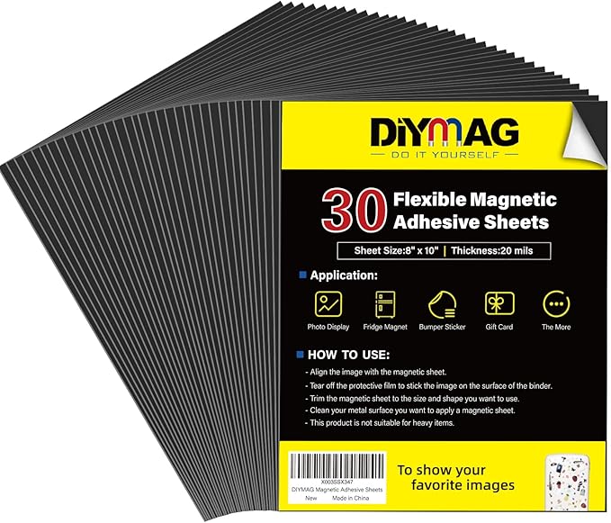 DIYMAG 30Pack Magnetic Adhesive Sheets Photo Mat, Cuttable Magnets Flexible by DIYMAG