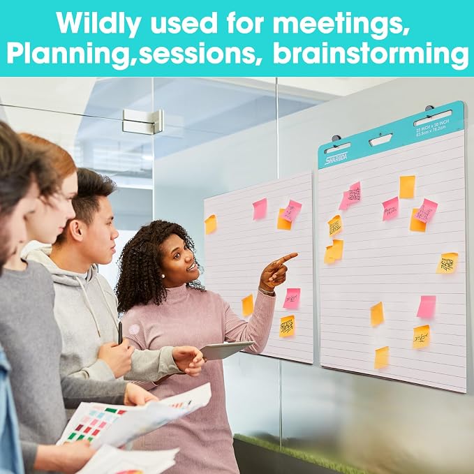 SHARBDA Sticky Easel Pad, 25 * 30 inch, Self-Stick Flip Chart Paper, Super - Image 3