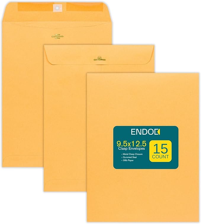 Clasp Envelopes – 9.5x12.5 Inches Brown Kraft Catalog Envelopes Letter Size -15 by EnDoc