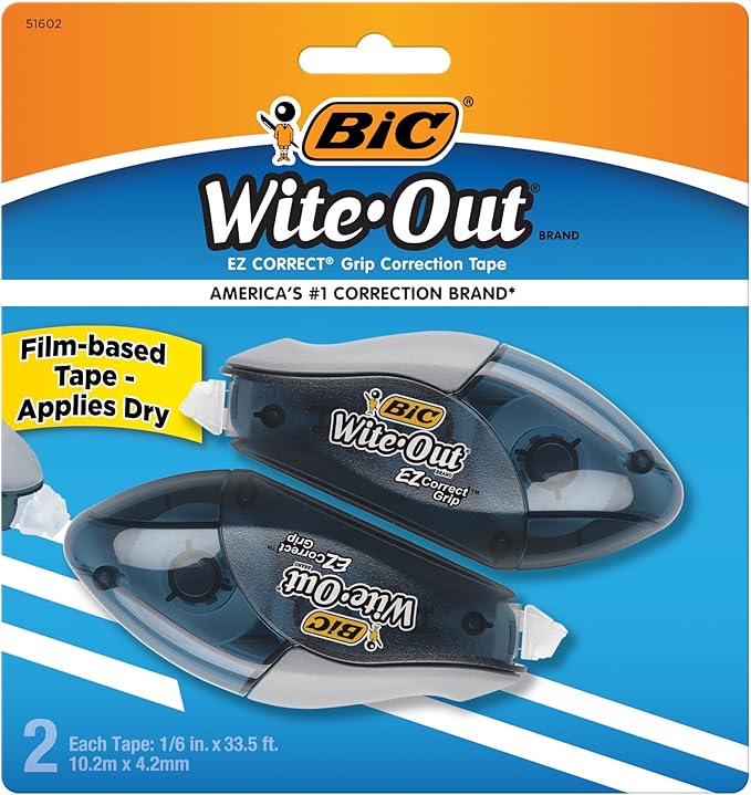 BIC Wite-Out Brand EZ Correct Grip Correction Tape, 33.5 Feet, Clean and Easy by BIC