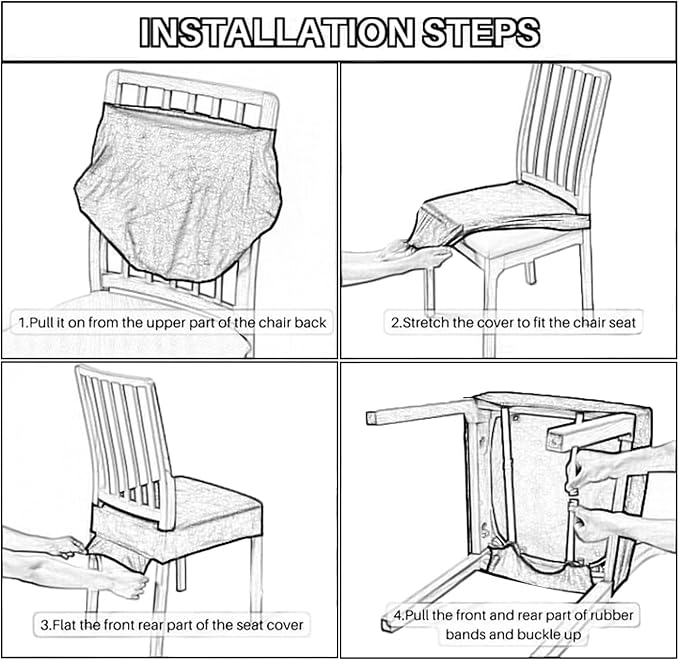 CWK Waterproof PU Leather Dining Chair Covers Set of 4-Stretchable Chair Seat Slipcovers, Removable & Washable Protector for Dining Room,Home,Office,Wedding,Rear Covers (PU-Back)-DeskLoop Office