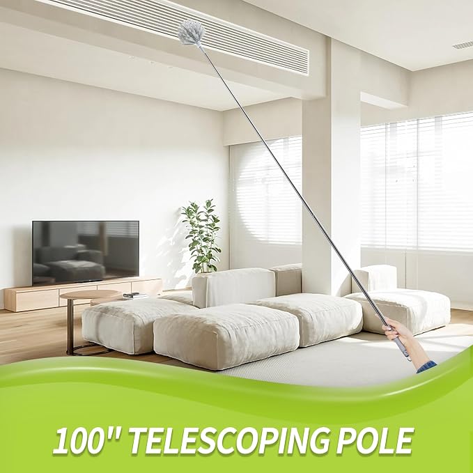 IVYROLL Cobweb Duster with Extension Pole, Reusable Feather Duster - Image 2