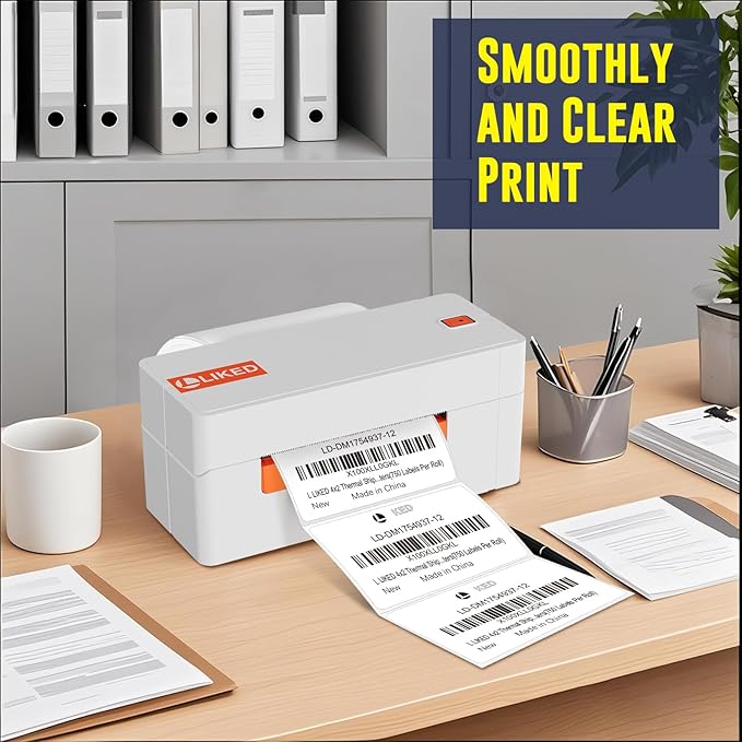 L LIKED 4" x 2" Direct Thermal Labels, Permanent Adhesive Barcode Shipping Labels & Compatible with Rollo, Zebra and Other Desktop Printers (1 Roll, 750 Labels)-DeskLoop Office