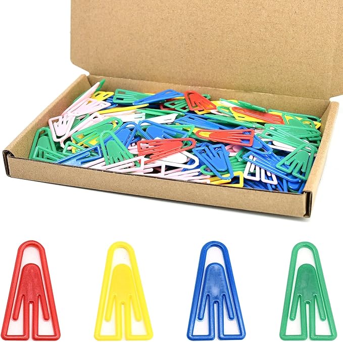 Plastic Paper Clips 180 Pcs 35mm Mixed Color Small Creative Triangle Clips by Unknown