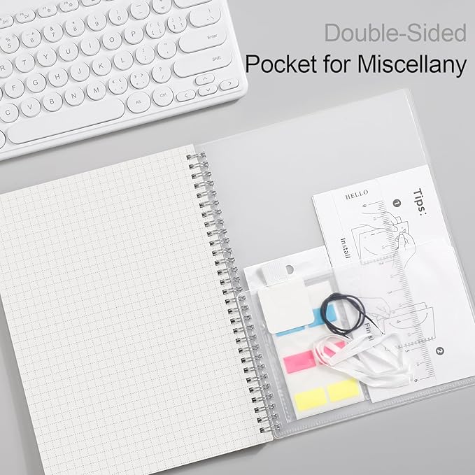 AHGXG Graph Paper Notebook - Spiral Notebook 8.5" x 11", A4 Large Graph Notebook, 100 gsm Thick Grid Paper, Waterproof Plastic Cover Journals for School Writing Engineering Math, Transparent-DeskLoop Office