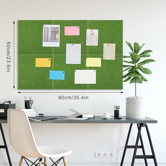 Large Cork Board 36" x 24", 6 Pack Felt Wall Tiles - Image 2