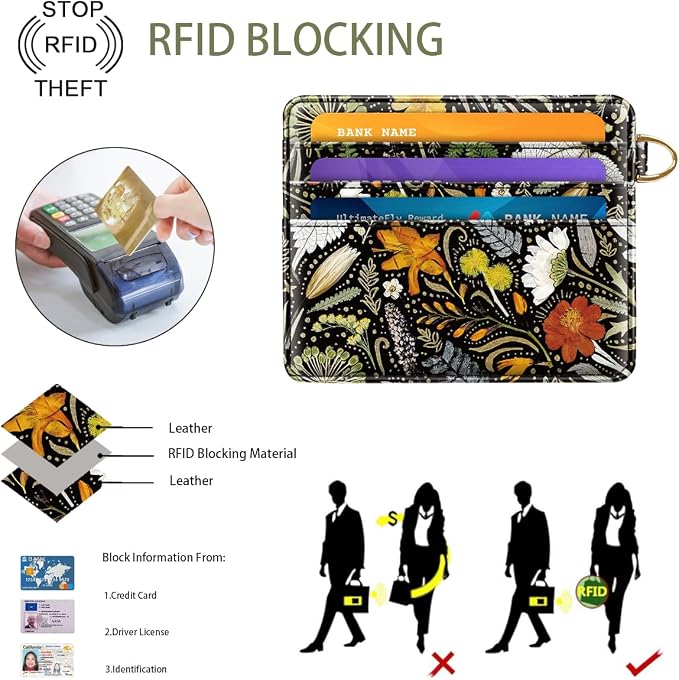 Slim Minimalist Front Pocket RFID Blocking Credit Card Holder Small Wallet Cute - Image 4