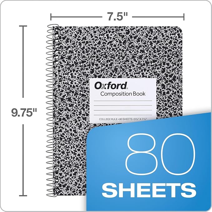 Oxford Spiral Composition Notebooks, 4 Pack, College Ruled Paper, 9-3/4 x 7-1/2 - Image 2
