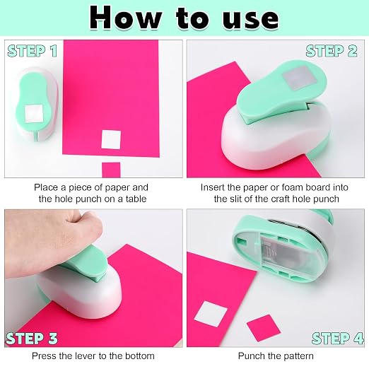 CHENGU 3 Pack Square Craft Hole Punch Corner to Corner 2, 1 and 5/8 Inch Punch - Image 4