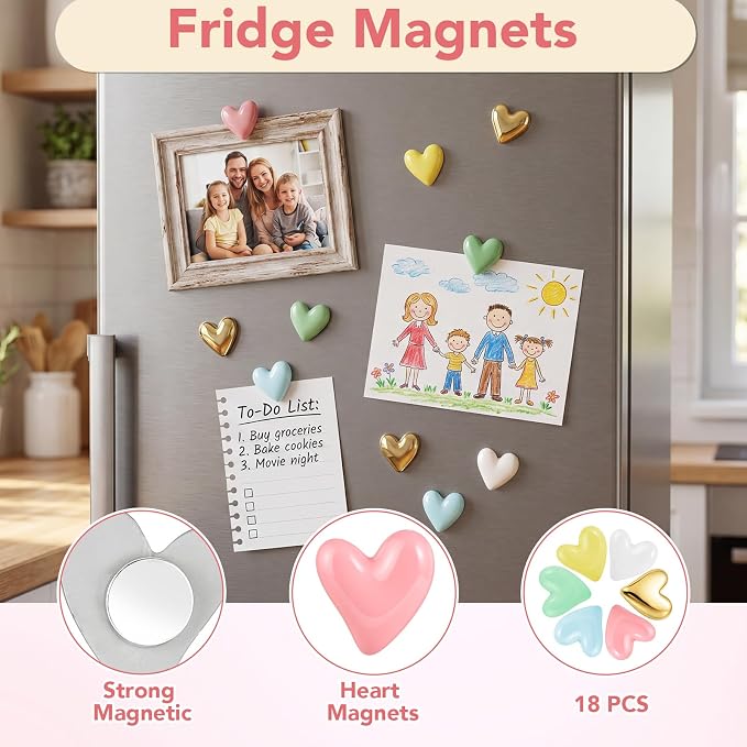 BESARME 18Pcs Heart Fridge Magnets Refrigerator - Image 3