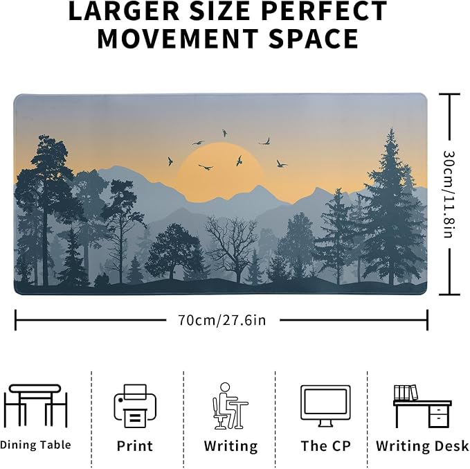 Mountain Gaming Mouse Pad 27.6x11.8 Inch Forest Large Mousepad Extended Grey - Image 2