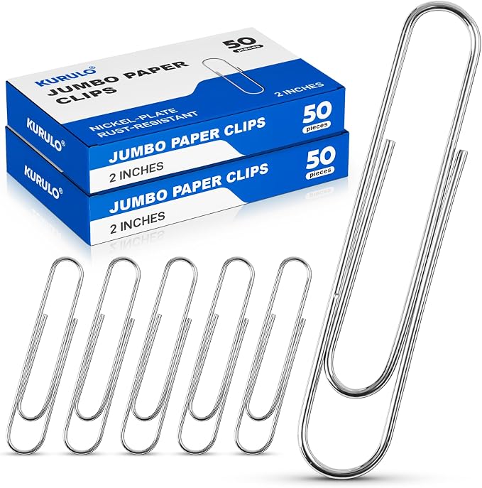 Large Paper Clips, KURULO 100pcs 2 Inches Paper Clips Large Silver, Smooth by Unknown