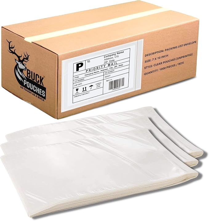 300 Pack 7"x10" Shipping Label Sleeves – Clear Self-Adhesive Packing Slip by BuckUSA