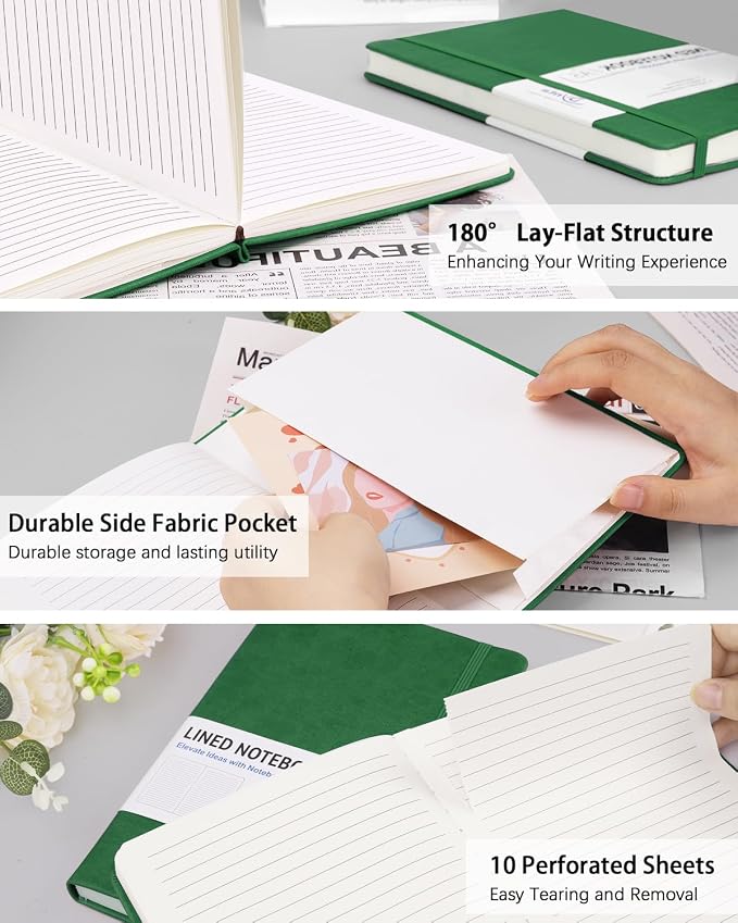 Dynta Hardcover Journal Notebooks, 10 Packs A5 Lined Journals Bulk - Image 3