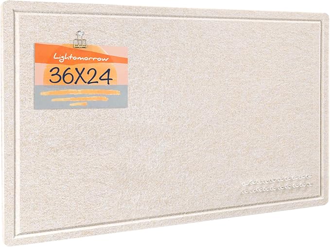Bulletin Board, 36 x 24 inches Felt Board - Decorative Pin Board, Cork Board Alternative for Wall, 3' x 2' Foldable Picture Board Self-Adhesive Vision Board Prayer Board with 20 Pushpins - Oatmeal-DeskLoop Office