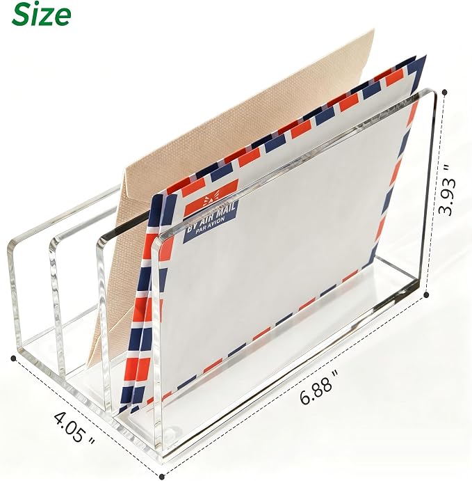 Clear Acrylic Desk Organizer – 3 Compartment Mail Holder & Letter Sorter - Image 2