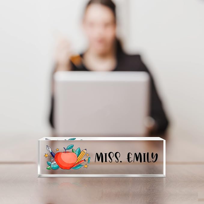 Personalized Desk Name Plate, Custom Acrylic Glass Name Plates - Image 6