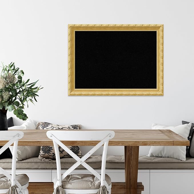 Amanti Art Black Cork Board for Wall, 24x32 Vision Board with Gold Wood Frame, Medium Corkboard Office Decor for Home Organization, Traditional Corkboard Pinboard to display items for home-DeskLoop Office