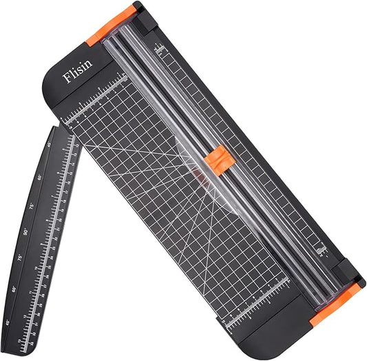 Paper Cutter,Portable Paper Slicer,12 Inch Paper Trimmer Scrapbooking Tool with Automatic Security Safeguard and Side Ruler for Craft Paper,A4 Paper,Coupon, Label and Cardstock (Black)-DeskLoop Office
