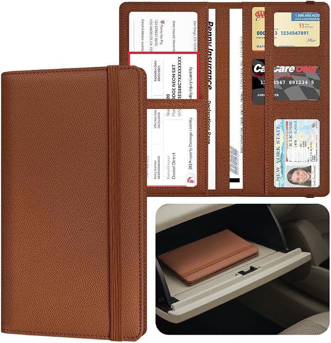 LINTRU 6-Pocket Car Registration & Insurance Card Holder by LINTRU