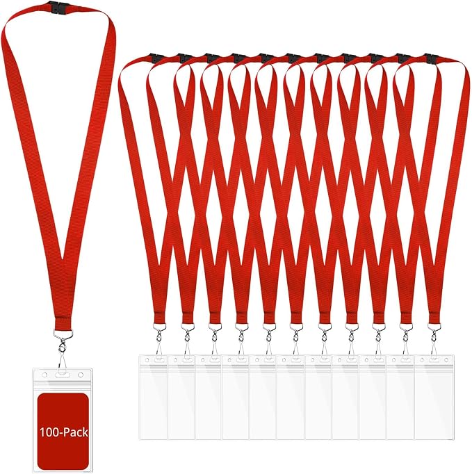100-Pack Red Breakaway Lanyards by WEZEBEL