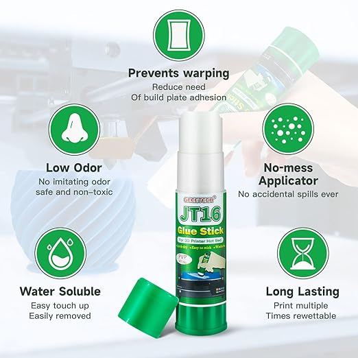 Geeetech 3 Pieces 3D Printer Glue Sticks 36 Gram Each PVP Solid Glue Stick for 3D Printer Hot Bed, Water-Soluble Glue Stick, Quick Dry, Easy to Stick and Washable-DeskLoop Office