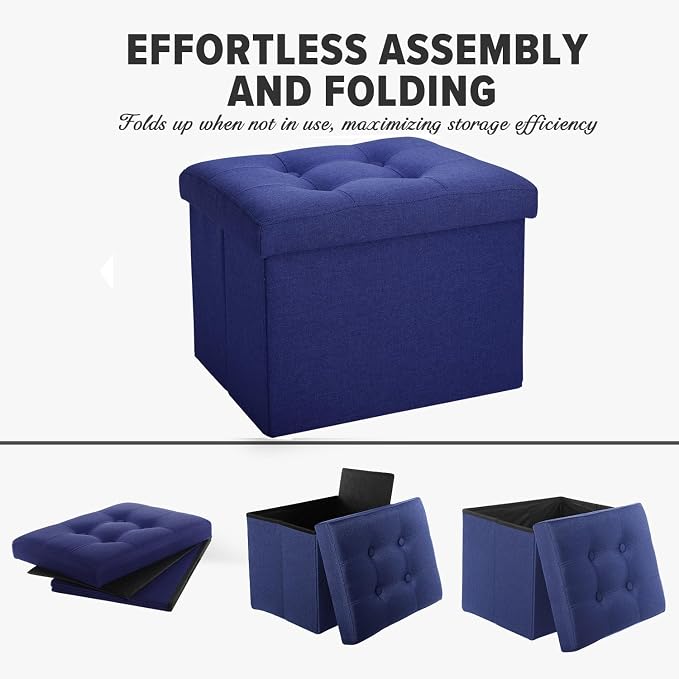 LINMAGCO Small Storage Ottoman Stool Foot Rest Stool Under Desk Stool Short - Image 7